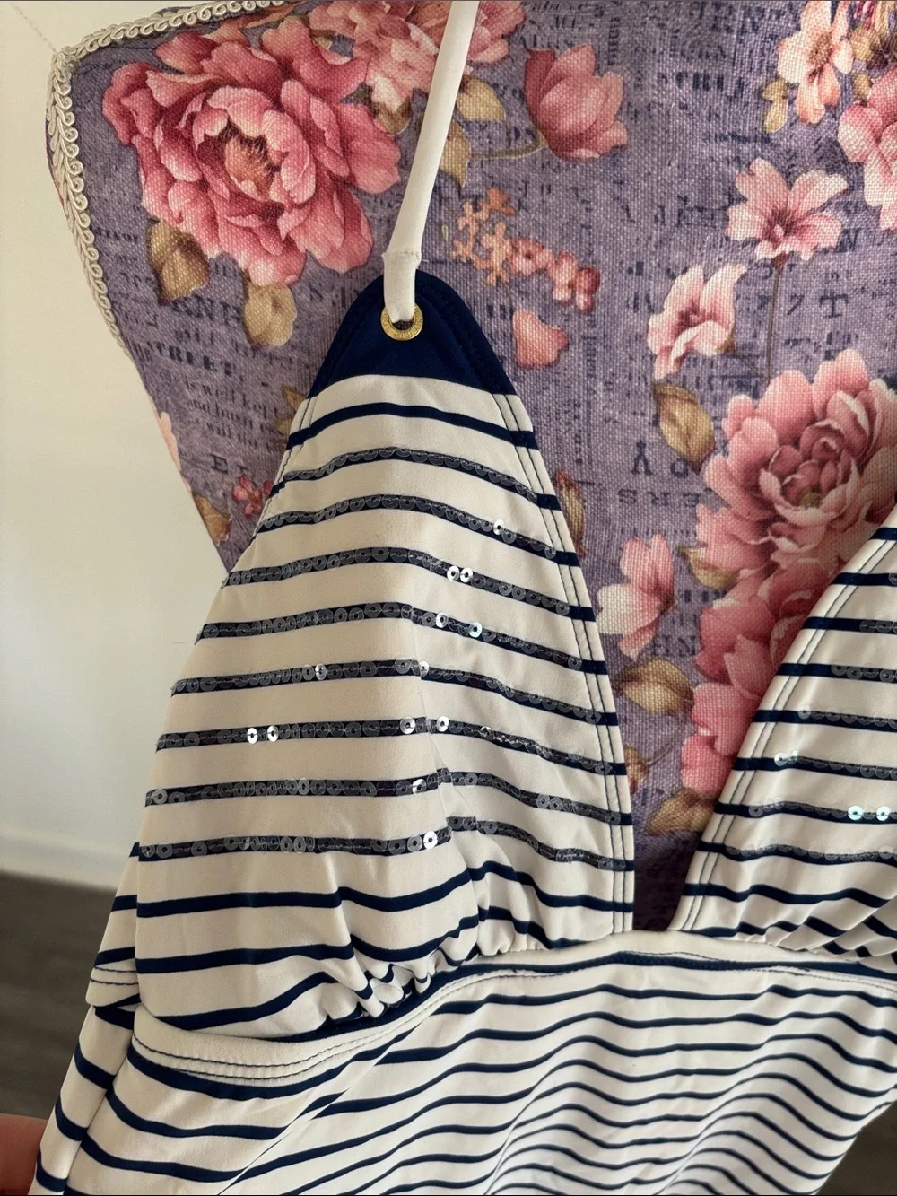 Sperry Navy & White Striped One-Piece Swimsuit
